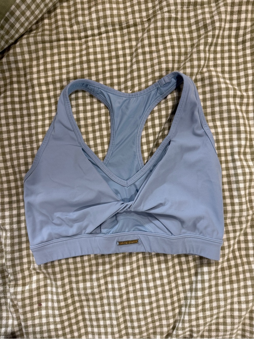 Gymshark with Whitney Simmons- Sky Blue Twist-Front Racerback Sports Bra